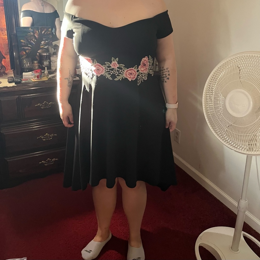 Black off the shoulder formal dress